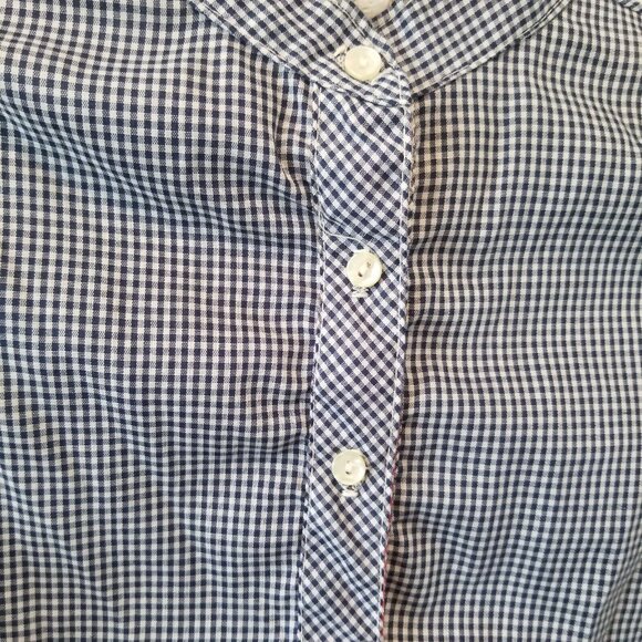 Ms. Paquette Women's 3/4 Sleeves Placket Shirt Gingham Small Blue Casual Blouse - Picture 5 of 8